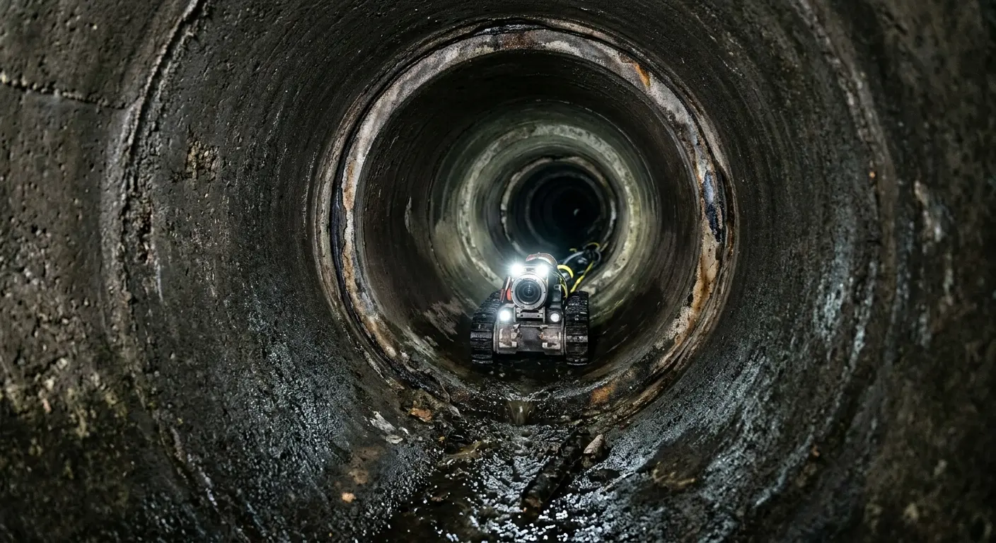Robotic sewer camera inspecting pipe interior for Drain Snake Service in Streetsboro